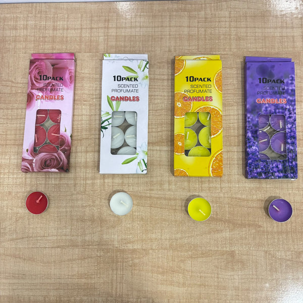 A07755 10-Pack Scented Tea Light Candles Assorted Fragrances