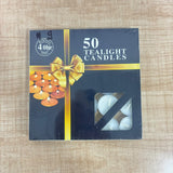 A07756 50 Pcs Smokeless Tealight Candles Set with 4-Hour Burn Time