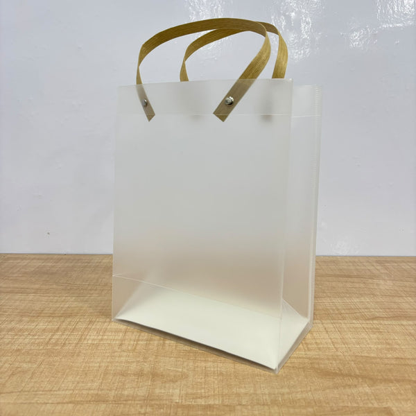 A07758 Small Transparent Frosted Plastic Gift Bag with Handle - 27 x 21 inch