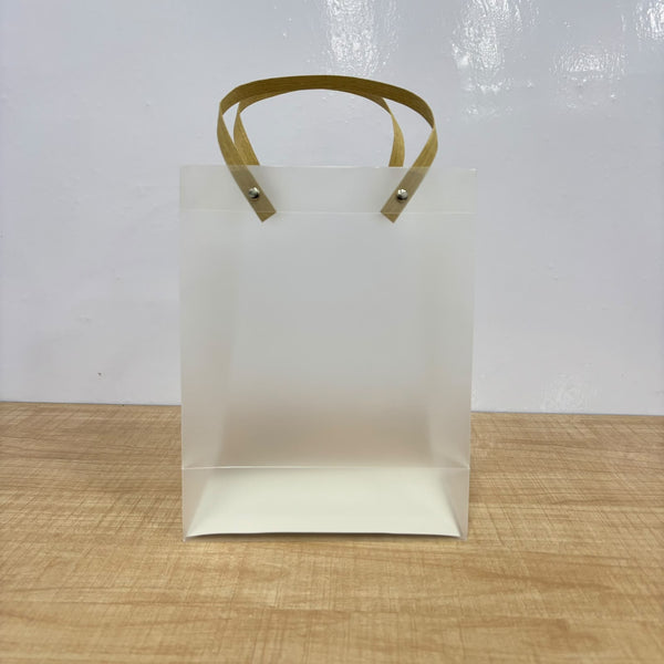 A07758 Small Transparent Frosted Plastic Gift Bag with Handle - 27 x 21 inch