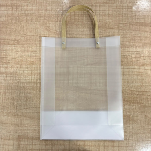 A07759 Medium Transparent Frosted Plastic Gift Bag with Handle - 33 x 26 inch