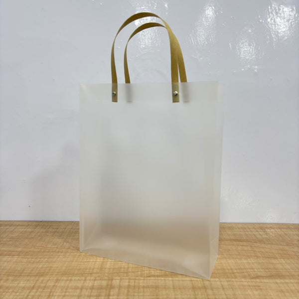 A07759 Medium Transparent Frosted Plastic Gift Bag with Handle - 33 x 26 inch