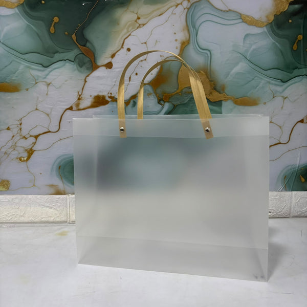 A07760 Big Transparent Frosted Plastic Gift Bag with Handle - 29 x 36 inch