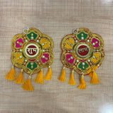 A07746 Decorative Floral Embroidered Shubh Labh Door Hanging Pair - P4