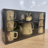 A07763 Richie Rich Finch Cafe 8-Piece Ceramic Tea Set (6 Cups, 1 Kettle with Lid)