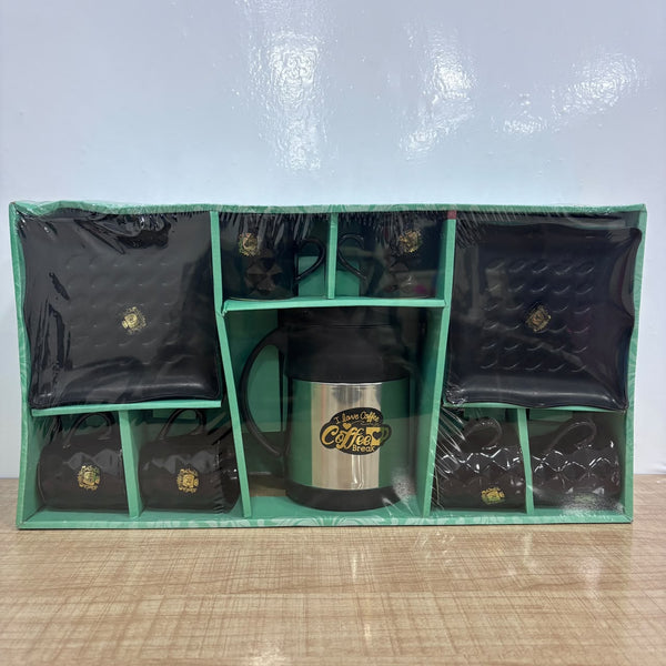 A07767 Richie Rich Café The Barista Premium Tea & Coffee Gift Set with Serving Kettle, Cups & Plates (9 Pcs Set)