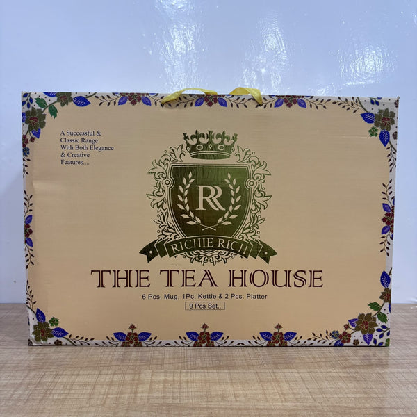 A07768 Richie Rich The Tea House 9-Piece Ceramic Tea Set with Mugs, Kettle, and Platters