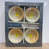 A07770 Richie Rich Fringe Ceramic Soup Bowl Set with Spoons (8 Pieces - 4 Bowls + 4 Spoons)