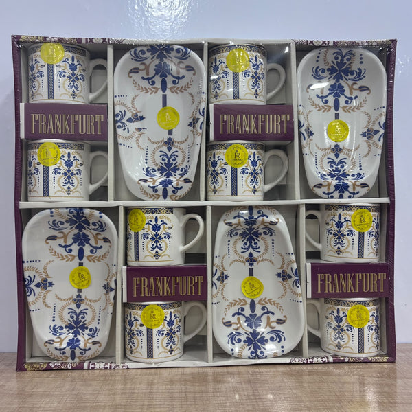 A07775 Richie Rich Frankfurt 12 Pcs Ceramic Tea & Coffee Set – 8 Mugs & 4 Platters