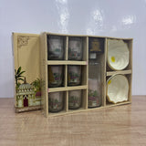 A07777 Richie Rich Keventer 9-Piece Printed Glassware Set with Bottle & Platters