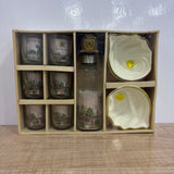 A07777 Richie Rich Keventer 9-Piece Printed Glassware Set with Bottle & Platters
