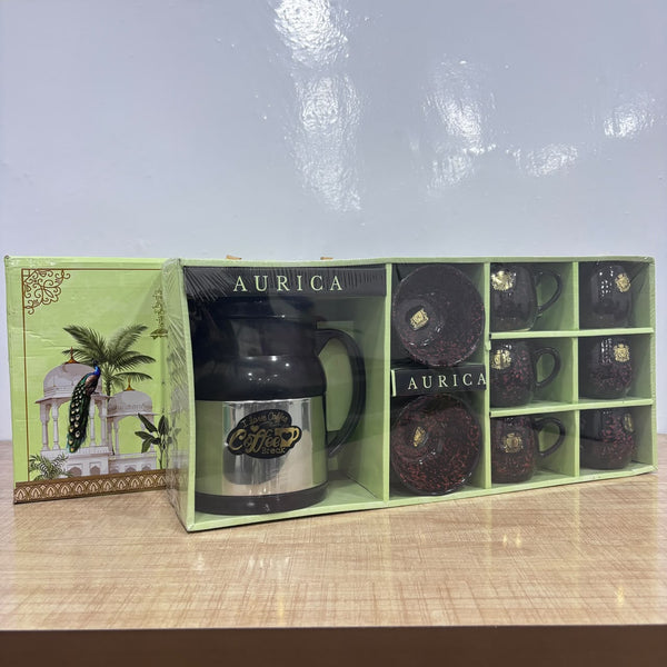A07773 Richie Rich Aurica 9-Piece Tea & Coffee Gift Set – 1 Insulated Kettle, 6 Mugs & 2 Ceramic Bowls