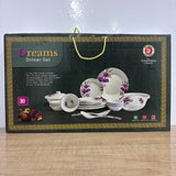 A07778 Dreams Melamine 30-Piece Floral Dinnerware Set with Casseroles & Serving Spoons