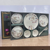 A07778 Dreams Melamine 30-Piece Floral Dinnerware Set with Casseroles & Serving Spoons