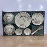 A07778 Dreams Melamine 30-Piece Floral Dinnerware Set with Casseroles & Serving Spoons
