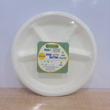 A07799 11 Inch 4-Compartment Bagasse Eco-Friendly Disposable Plates (Pack of 10)