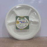 A07799 11 Inch 4-Compartment Bagasse Eco-Friendly Disposable Plates (Pack of 10)