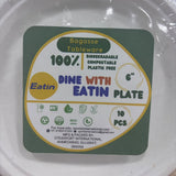 A07801 6 Inch Biodegradable Bagasse Round Plates (Pack of 10)