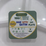 A07802 9-Inch 3-Compartment Biodegradable Bagasse Plates (Pack of 10)