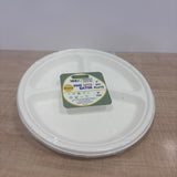 A07802 9-Inch 3-Compartment Biodegradable Bagasse Plates (Pack of 10)