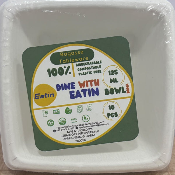A07804 125ml Biodegradable Bagasse Tableware Dona Bowl (10 Pcs Pack)