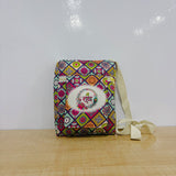 A07794 Mix Design Printed Shree Radha Print Canvas Crossbody Side Sling Bag with Front Zipper Pocket