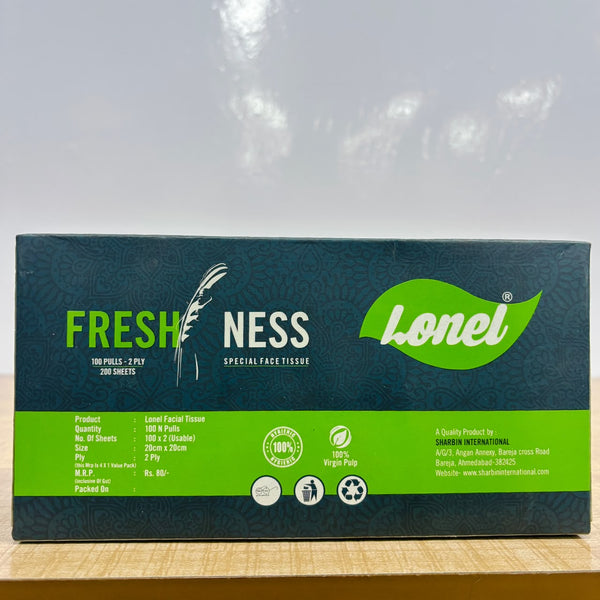 A07805 Lonel Freshness 2-Ply Facial Tissue Box – 100 Pulls (200 Sheets)