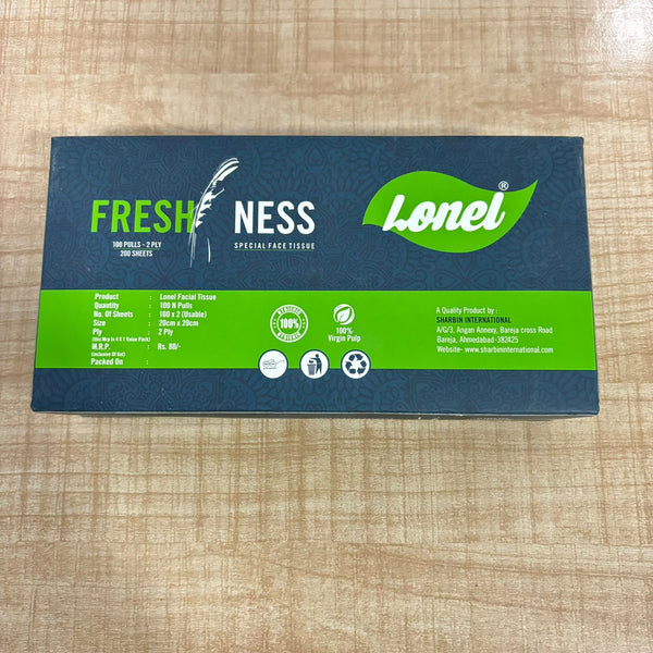 A07805 Lonel Freshness 2-Ply Facial Tissue Box – 100 Pulls (200 Sheets)
