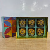 A07814 SHINEMAX 6 Pcs Premium Vintage Gold Printed Glass Tumbler Set (315 ml)