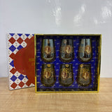 A07816 Shinemax Designer Glassware Set – Vintage Printed Gold-Lined Water & Juice Glasses (Set of 6)
