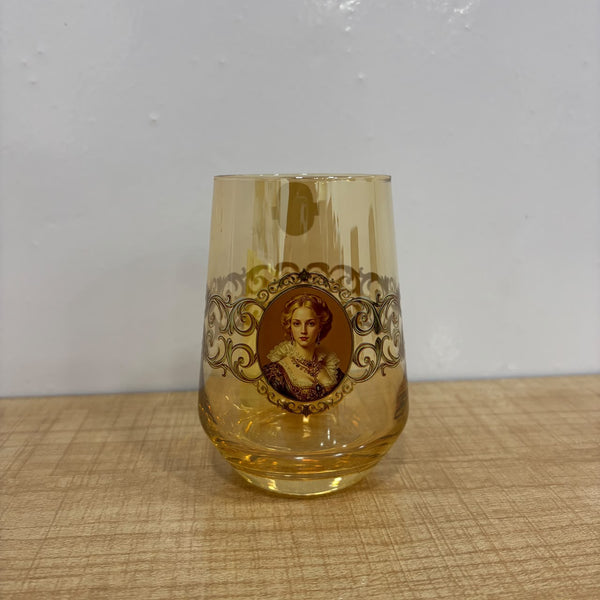 A07816 Shinemax Designer Glassware Set – Vintage Printed Gold-Lined Water & Juice Glasses (Set of 6)