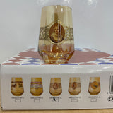 A07816 Shinemax Designer Glassware Set – Vintage Printed Gold-Lined Water & Juice Glasses (Set of 6)