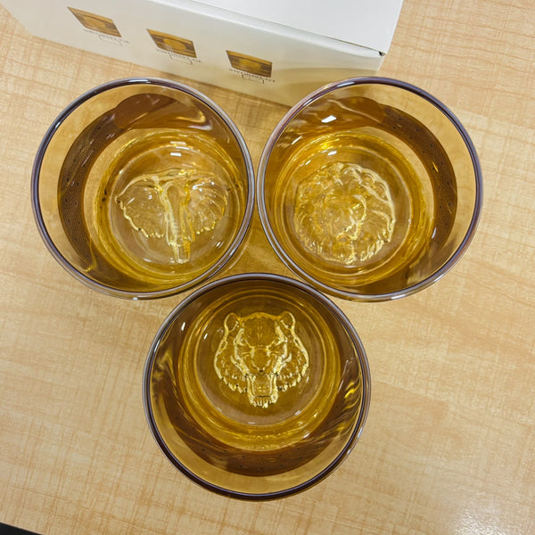 A07821 Shine Max Luxury 3D Animal Embossed Amber Glass Tumblers Set
