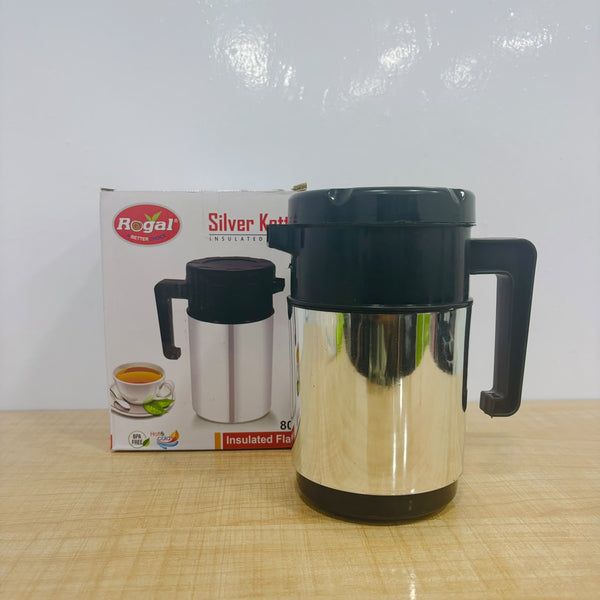 A07871 Regal Silver Kettle 800ml Stainless Steel Insulated Vacuum Flask for Hot & Cold Liquids