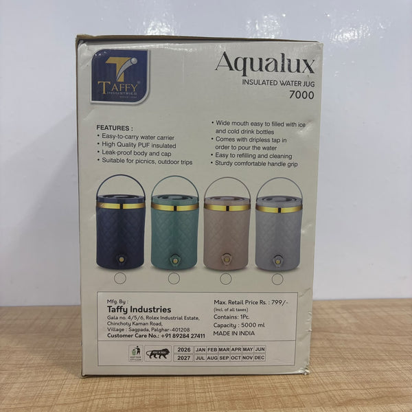 A07877 AQUALUX Premium Insulated Water Jug with Tap & Handle - 7000