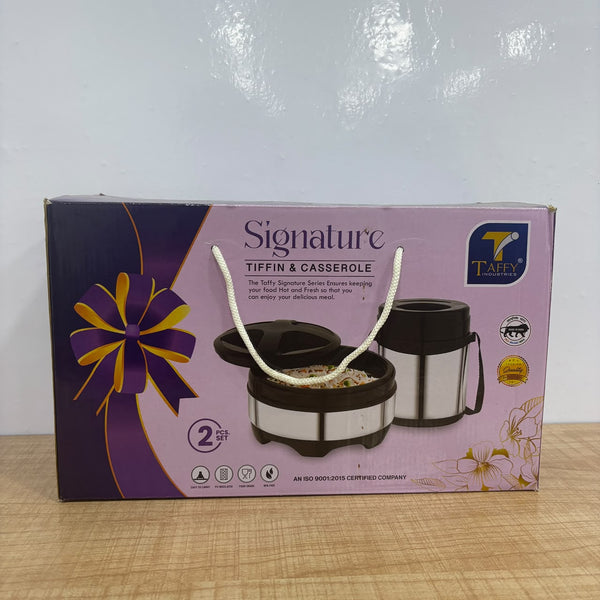 A07878 Signature Stainless Steel Insulated Tiffin & Casserole Combo Set (2 Pcs)