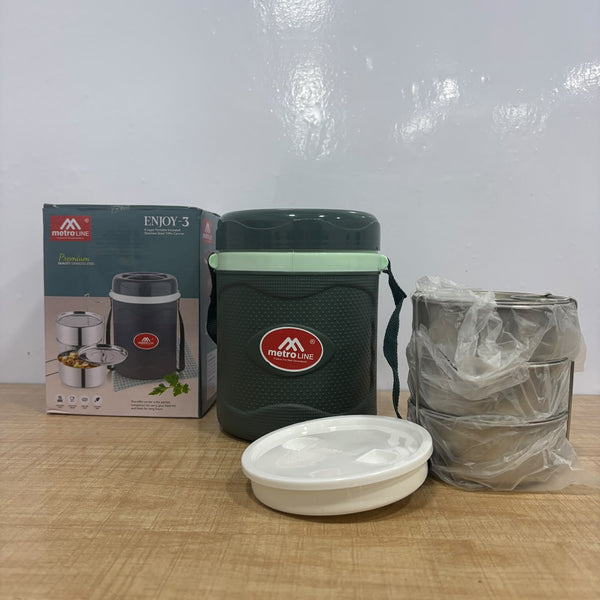 A07886 Enjoy-3 Insulated Stainless Steel 4-Layer Tiffin Carrier with Shoulder Strap