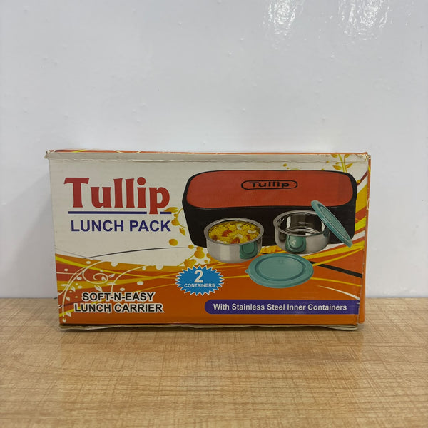A07889 Tullip Stainless Steel 2-Container Lunch Box Set with Insulated Soft Bag