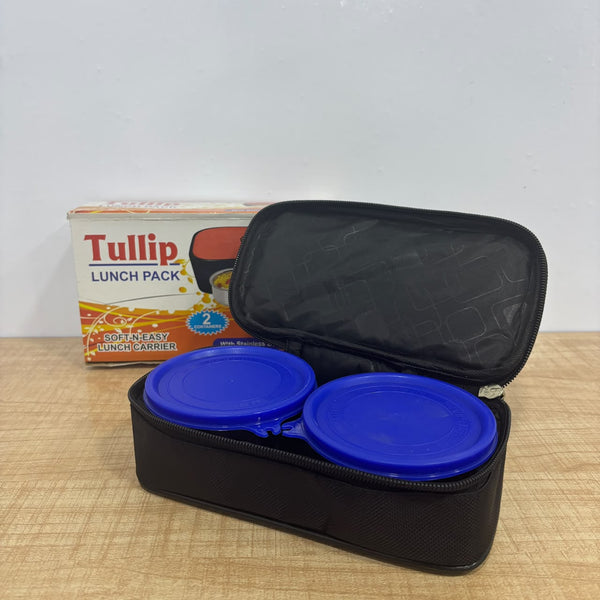A07889 Tullip Stainless Steel 2-Container Lunch Box Set with Insulated Soft Bag