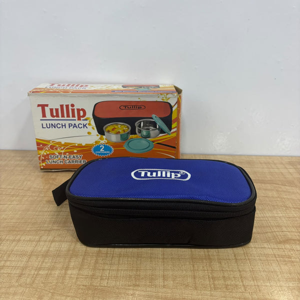 A07889 Tullip Stainless Steel 2-Container Lunch Box Set with Insulated Soft Bag
