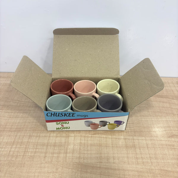 A07824 Multicolor Ceramic Tea & Coffee Cups Set (90 ml, Set of 6)