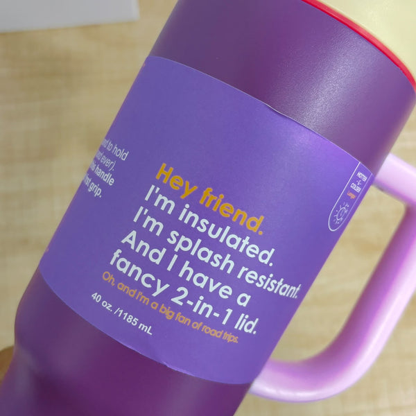 A07829 40 oz. Insulated Steel Double Sipper Tumbler Mug with Handle & 2-in-1 Lid (1185 mL)