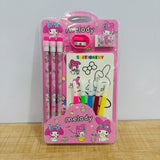 A07867 Cartoon Character Stationery Set [905] with Pencils, Eraser, Sharpener & Coloring Markers for Kids