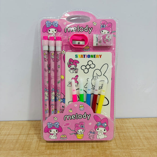 A07867 Cartoon Character Stationery Set [905] with Pencils, Eraser, Sharpener & Coloring Markers for Kids