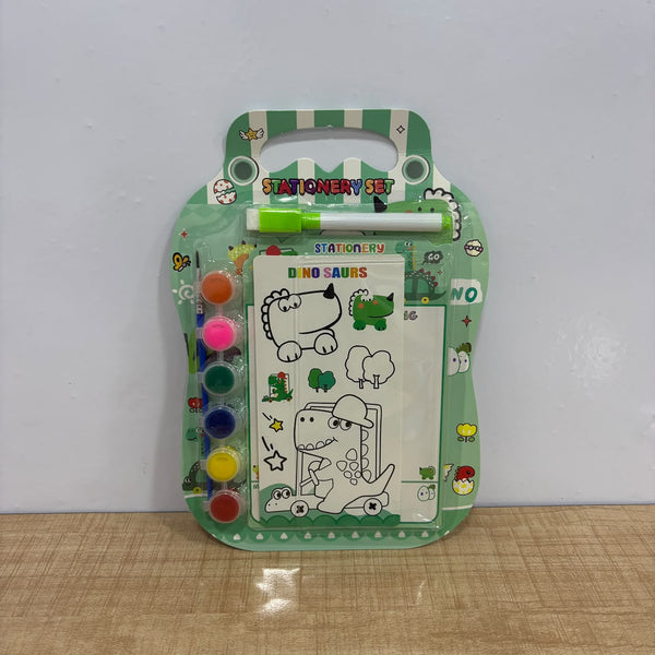 A07865 Kids Cartoon Painting & Writing Stationery Set [3329] with Watercolor Palette, Marker & Drawing Pad
