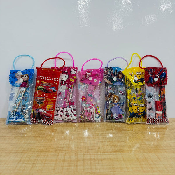 A07866 Printed Kids Stationery Set [801] with Carrying Pouch (6-Piece Kit)