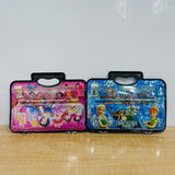 A07868 Kids Animated Character Briefcase Pencil Box Set [6016] with Pencils, Ruler, Eraser & Sharpener (Assorted Characters)