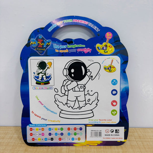 A07863 Space Theme Painting & Art Set [CSJ-709] with Water Colors, Paintbrush, Palette & 3D Astronaut Mold (Ages 5+)