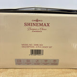 A07899 Shinemax 4 Pcs Glass Candy Jar Set with Wooden Lids and Wooden Tray (Model: SMBJ-602)
