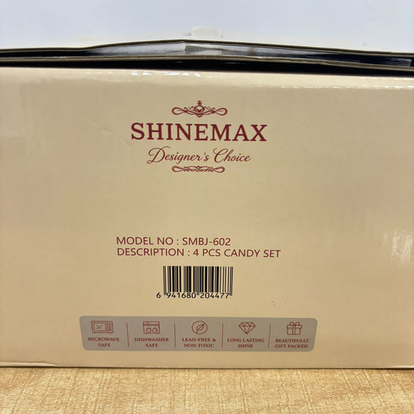 A07899 Shinemax 4 Pcs Glass Candy Jar Set with Wooden Lids and Wooden Tray (Model: SMBJ-602)